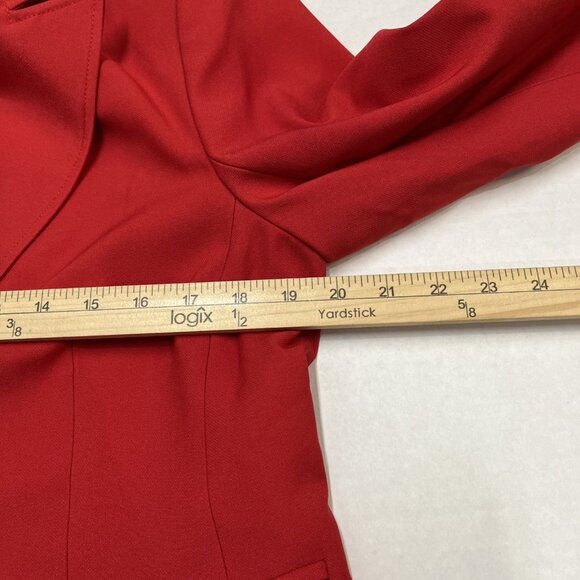 Tahari ASL Blazer Womens 8 Radiant Red Crepe Jacket Structured Office Career - Picture 9 of 11